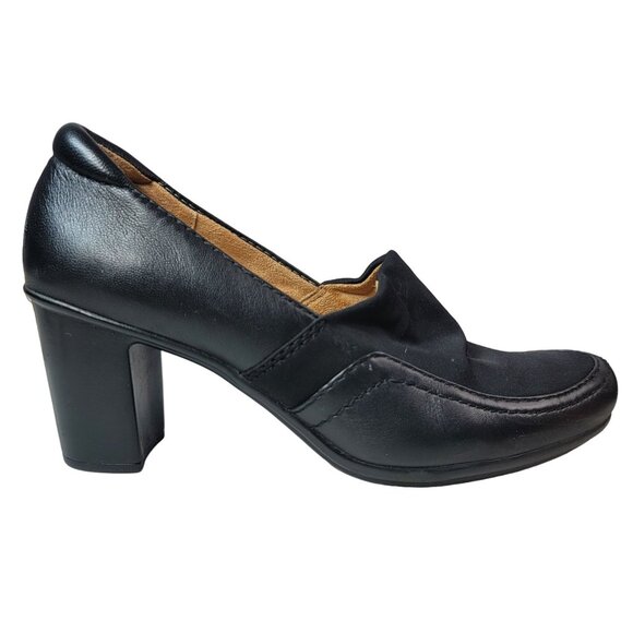 Naturalizer Quebec Loafer Shoes Black 9.5M Comfy Block Heel Leather Slip On - Picture 7 of 15